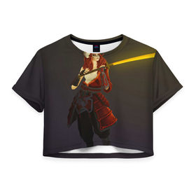Женская футболка 3D укороченная с принтом Redhead в Рязани, 100% полиэстер | круглая горловина, длина футболки до линии талии, рукава с отворотами | dota | dota 2 | juggernaut | джагернаут | дота | дотан | раки