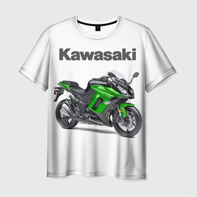 Мужская футболка 3D с принтом Kawasaky Ninja 1000 в Рязани, 100% полиэфир | прямой крой, круглый вырез горловины, длина до линии бедер | kawasaky