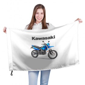 Флаг 3D с принтом Kawasaky Stels 250 в Рязани, 100% полиэстер | плотность ткани — 95 г/м2, размер — 67 х 109 см. Принт наносится с одной стороны | kawasaky