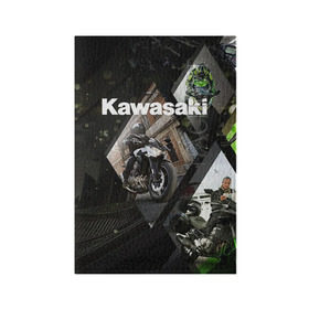 Обложка для паспорта матовая кожа с принтом Kawasaky в Рязани, натуральная матовая кожа | размер 19,3 х 13,7 см; прозрачные пластиковые крепления | Тематика изображения на принте: kawasaky