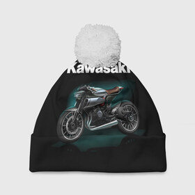 Шапка 3D c помпоном с принтом Kawasaky concept в Рязани, 100% полиэстер | универсальный размер, печать по всей поверхности изделия | kawasaky