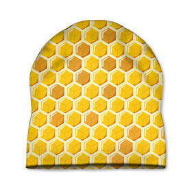 Шапка 3D с принтом Медовые соты в Рязани, 100% полиэстер | универсальный размер, печать по всей поверхности изделия | арт | еда | мед | пчелы | соты