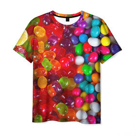 Мужская футболка 3D с принтом Вкусняшки в Рязани, 100% полиэфир | прямой крой, круглый вырез горловины, длина до линии бедер | вкуснотища | вкусняшки | глазурь | карамельки | конфетки | конфеты | мармеладки | сахар | сладости