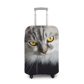 Чехол для чемодана 3D с принтом Жёлтые глаза в Рязани, 86% полиэфир, 14% спандекс | двустороннее нанесение принта, прорези для ручек и колес | взгляд | глаза | голова животного | киска | кот | котёнок | кошка | прикольные картинки