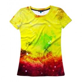 Женская футболка 3D с принтом Космический взрыв в Рязани, 100% полиэфир ( синтетическое хлопкоподобное полотно) | прямой крой, круглый вырез горловины, длина до линии бедер | Тематика изображения на принте: вселенная | галактика | звезды