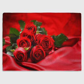 Плед 3D с принтом Розы в Рязани, 100% полиэстер | закругленные углы, все края обработаны. Ткань не мнется и не растягивается | Тематика изображения на принте: букет | красная | лепесток | разноцветная | роза | цветок