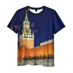 Мужская футболка 3D с принтом Кремль в Рязани, 100% полиэфир | прямой крой, круглый вырез горловины, длина до линии бедер | moscow | russia | гордость | кремль | москва | отечество | родина | россия | столица