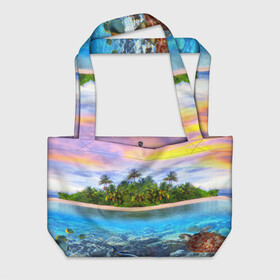 Пляжная сумка 3D с принтом Мальдивы в Рязани, 100% полиэстер | застегивается на металлическую кнопку; внутренний карман застегивается на молнию. Стенки укреплены специальным мягким материалом, чтобы защитить содержимое от несильных ударов
 | загар | каникулы | мальдивские острова | мальдивы | отдых | отпуск | пляж | приключения | солнце | туризм