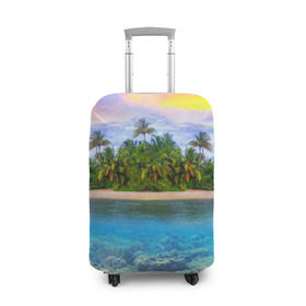 Чехол для чемодана 3D с принтом Мальдивы в Рязани, 86% полиэфир, 14% спандекс | двустороннее нанесение принта, прорези для ручек и колес | загар | каникулы | мальдивские острова | мальдивы | отдых | отпуск | пляж | приключения | солнце | туризм