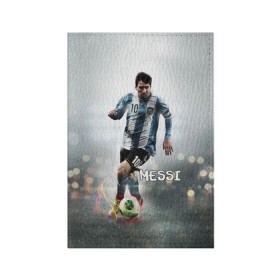 Обложка для паспорта матовая кожа с принтом Leo Messi в Рязани, натуральная матовая кожа | размер 19,3 х 13,7 см; прозрачные пластиковые крепления | barselona | messi | аргентина | барселона | месси | мяч | футбол