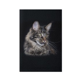 Обложка для паспорта матовая кожа с принтом Мейн-кун 5 в Рязани, натуральная матовая кожа | размер 19,3 х 13,7 см; прозрачные пластиковые крепления | Тематика изображения на принте: кот | котенок | котик | котэ | кошка | мейн кун | мейнкун | мэйн кун | мэйнкун