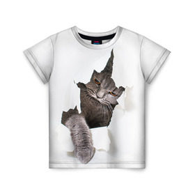 Детская футболка 3D с принтом Британец 4 в Рязани, 100% гипоаллергенный полиэфир | прямой крой, круглый вырез горловины, длина до линии бедер, чуть спущенное плечо, ткань немного тянется | Тематика изображения на принте: британец | британская | британцы | кот | котенок | котик | котэ | кошка