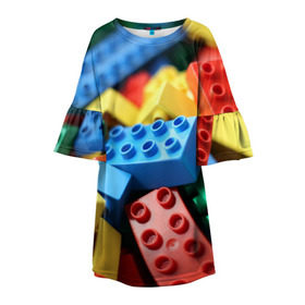 Детское платье 3D с принтом Лего в Рязани, 100% полиэстер | прямой силуэт, чуть расширенный к низу. Круглая горловина, на рукавах — воланы | Тематика изображения на принте: lego | дети