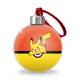 Ёлочный шар с принтом Pikachu в Рязани, Пластик | Диаметр: 77 мм | pokeboll | пикачу | покеболл