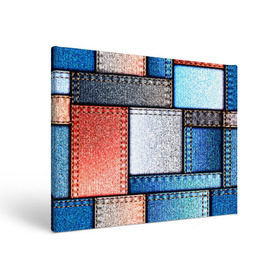 Холст прямоугольный с принтом Джинсовый стиль в Рязани, 100% ПВХ |  | Тематика изображения на принте: заплатки | разноцветный | текстура | ткань