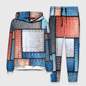 Мужской костюм 3D (с толстовкой) с принтом Джинсовый стиль в Рязани,  |  | заплатки | разноцветный | текстура | ткань
