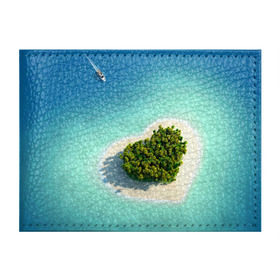 Обложка для студенческого билета с принтом Остров в Рязани, натуральная кожа | Размер: 11*8 см; Печать на всей внешней стороне | вода | дерево | лето | море | океан | остров | пальмы | песок | сердечко | сердце | синий