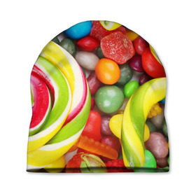 Шапка 3D с принтом Вкусняшки в Рязани, 100% полиэстер | универсальный размер, печать по всей поверхности изделия | вкуснотища | вкусняшки | глазурь | жевачка | карамель | карамельки | конфетки | конфеты | леденец | мармеладки | сахар | сладости