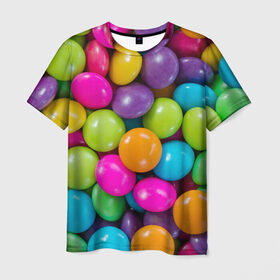 Мужская футболка 3D с принтом Конфетки в Рязани, 100% полиэфир | прямой крой, круглый вырез горловины, длина до линии бедер | вкуснотища | вкусняшки | глазурь | жевачка | карамель | карамельки | конфетки | конфеты | леденец | мармеладки | сахар | сладости