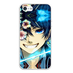 Чехол для iPhone 5/5S матовый с принтом Blue Exorcist в Рязани, Силикон | Область печати: задняя сторона чехла, без боковых панелей | anime | ao no exorcist | экзорцист