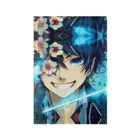 Обложка для паспорта матовая кожа с принтом Blue Exorcist в Рязани, натуральная матовая кожа | размер 19,3 х 13,7 см; прозрачные пластиковые крепления | Тематика изображения на принте: anime | ao no exorcist | экзорцист