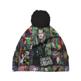 Шапка 3D c помпоном с принтом Suicide Squad Rick Flag в Рязани, 100% полиэстер | универсальный размер, печать по всей поверхности изделия | suicide squad | юэль киннаман rick flag