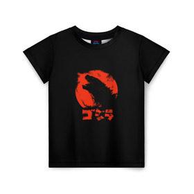 Детская футболка 3D с принтом Godzilla в Рязани, 100% гипоаллергенный полиэфир | прямой крой, круглый вырез горловины, длина до линии бедер, чуть спущенное плечо, ткань немного тянется | cinema | film | godzilla | monster | годзила | годзилла | кино | монстр | фильм