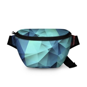 Поясная сумка 3D с принтом Polygon blue в Рязани, 100% полиэстер | плотная ткань, ремень с регулируемой длиной, внутри несколько карманов для мелочей, основное отделение и карман с обратной стороны сумки застегиваются на молнию | полигон | текстура