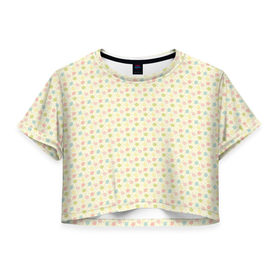Женская футболка 3D укороченная с принтом Чайники в Рязани, 100% полиэстер | круглая горловина, длина футболки до линии талии, рукава с отворотами | Тематика изображения на принте: 
