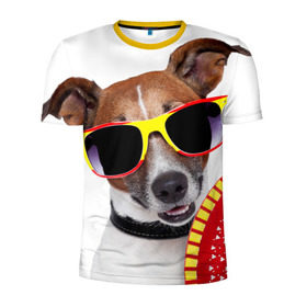Мужская футболка 3D спортивная с принтом Джек Рассел с веером в Рязани, 100% полиэстер с улучшенными характеристиками | приталенный силуэт, круглая горловина, широкие плечи, сужается к линии бедра | джек рассел | песик | песики | собака | собаки | терьер