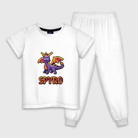 Детская пижама хлопок с принтом Дракон Спайро. 8 bit. в Рязани, 100% хлопок |  брюки и футболка прямого кроя, без карманов, на брюках мягкая резинка на поясе и по низу штанин
 | dragon | pixel art | spyro | дракон | пиксель арт | спайро