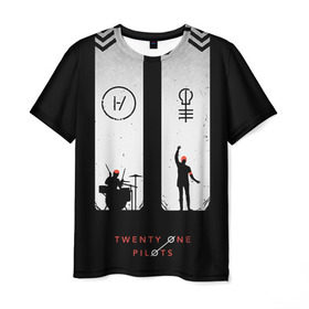 Мужская футболка 3D с принтом Twenty one pilots в Рязани, 100% полиэфир | прямой крой, круглый вырез горловины, длина до линии бедер | rock | t.o.p. | top | twenty one pilots | рок