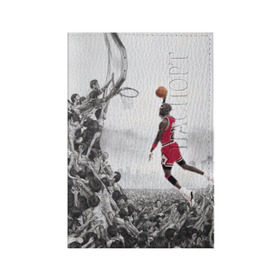 Обложка для паспорта матовая кожа с принтом Michael Jordan в Рязани, натуральная матовая кожа | размер 19,3 х 13,7 см; прозрачные пластиковые крепления | Тематика изображения на принте: chicago bulls | michael jeffrey jordan | nba. | баскетбол | баскетболист | вашингтон уизардс | майкл джордан | нба | чикаго | чикаго буллз