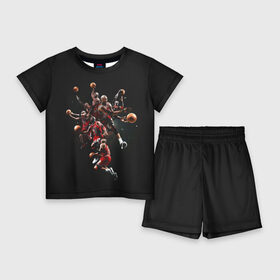 Детский костюм с шортами 3D с принтом Michael Jordan в Рязани,  |  | chicago bulls | michael jeffrey jordan | nba. | баскетбол | баскетболист | вашингтон уизардс | майкл джордан | нба | чикаго | чикаго буллз