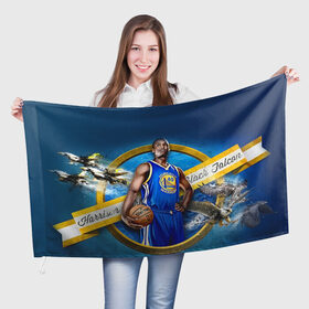 Флаг 3D с принтом Баскетболист в Рязани, 100% полиэстер | плотность ткани — 95 г/м2, размер — 67 х 109 см. Принт наносится с одной стороны | nba | баскетбол | баскетболист | нба