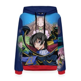 Женская толстовка 3D с принтом Code Geass 1 в Рязани, 100% полиэстер  | двухслойный капюшон со шнурком для регулировки, мягкие манжеты на рукавах и по низу толстовки, спереди карман-кенгуру с мягким внутренним слоем. | anime | аниме | анимешник | анимешникам | восставший лелуш | код гиас | код гиасс | код гиасс: восставший лелуш