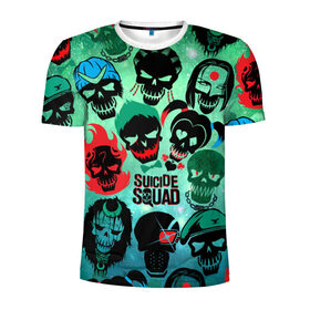 Мужская футболка 3D спортивная с принтом Suicide Squad в Рязани, 100% полиэстер с улучшенными характеристиками | приталенный силуэт, круглая горловина, широкие плечи, сужается к линии бедра | harley quinn | suicide squad | харли квинн