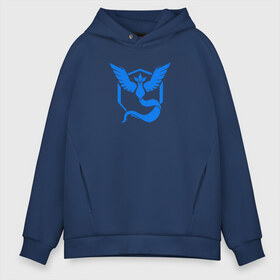 Мужское худи Oversize хлопок с принтом TEAM MYSTIC в Рязани, френч-терри — 70% хлопок, 30% полиэстер. Мягкий теплый начес внутри —100% хлопок | боковые карманы, эластичные манжеты и нижняя кромка, капюшон на магнитной кнопке | покемон го