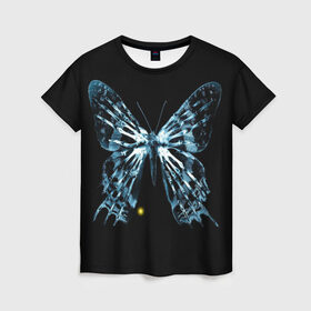 Женская футболка 3D с принтом За Гранью в Рязани, 100% полиэфир ( синтетическое хлопкоподобное полотно) | прямой крой, круглый вырез горловины, длина до линии бедер | бабочка | грань | за гранью | кости | рентген