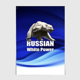 Постер с принтом Russian white power в Рязани, 100% бумага
 | бумага, плотность 150 мг. Матовая, но за счет высокого коэффициента гладкости имеет небольшой блеск и дает на свету блики, но в отличии от глянцевой бумаги не покрыта лаком | Тематика изображения на принте: медведь | патриот | русский | русы | русь | сила | славяне