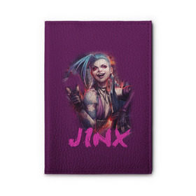 Обложка для автодокументов с принтом Jinx в Рязани, натуральная кожа |  размер 19,9*13 см; внутри 4 больших “конверта” для документов и один маленький отдел — туда идеально встанут права | l.o.l | league of legends | игры | лига легенд | лол