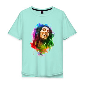 Мужская футболка хлопок Oversize с принтом Bob Marley в Рязани, 100% хлопок | свободный крой, круглый ворот, “спинка” длиннее передней части | Тематика изображения на принте: боб | марли | музыка