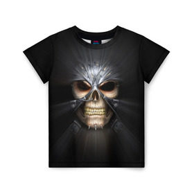 Детская футболка 3D с принтом Скелет в маске в Рязани, 100% гипоаллергенный полиэфир | прямой крой, круглый вырез горловины, длина до линии бедер, чуть спущенное плечо, ткань немного тянется | Тематика изображения на принте: warhammer | хаос | череп