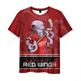 Мужская футболка 3D с принтом Detroit Red Wings в Рязани, 100% полиэфир | прямой крой, круглый вырез горловины, длина до линии бедер | detroit red wings | nhl | stanley cup | детройд | детройт ред уингз | кубок стенли | кубок стэнли | марченко | нхл | хоккей | хоккейный клуб