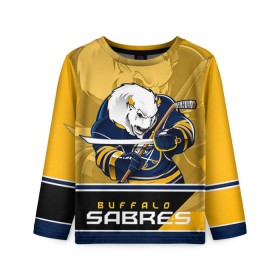 Детский лонгслив 3D с принтом Buffalo Sabres в Рязани, 100% полиэстер | длинные рукава, круглый вырез горловины, полуприлегающий силуэт
 | buffalo sabres | nhl | stanley cup | баффало сейбрз | буффало | кубок стенли | кубок стэнли | куликов | нхл | хоккей | хоккейный клуб