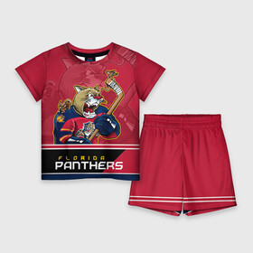 Детский костюм с шортами 3D с принтом Florida Panthers в Рязани,  |  | florida panthers | nhl | stanley cup | кубок стенли | кубок стэнли | нхл | флорида пантерз | флорида пантеры | хоккей | хоккейный клуб
