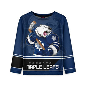 Детский лонгслив 3D с принтом Toronto Maple Leafs в Рязани, 100% полиэстер | длинные рукава, круглый вырез горловины, полуприлегающий силуэт
 | nhl | stanley cup | toronto maple leafs | валиев | кубок стенли | кубок стэнли | мэпл лифс | нхл | сошников | торонто | торонто мейпл лифс | хоккей | хоккейный клуб