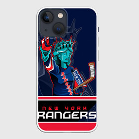 Чехол для iPhone 13 mini с принтом New York Rangers в Рязани,  |  | Тематика изображения на принте: new york rangers | nhl | stanley cup | кубок стенли | кубок стэнли | нхл | нью йорк рейнджерс | нью йорк рейнджеры | рейнджеры | хоккей | хоккейный клуб