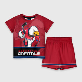 Детский костюм с шортами 3D с принтом Washington Capitals в Рязани,  |  | nhl | stanley cup | washington capitals | вашингтон капиталс | вашингтон кэпиталз | кубок стенли | кубок стэнли | нхл | овечкин | хоккей | хоккейный клуб
