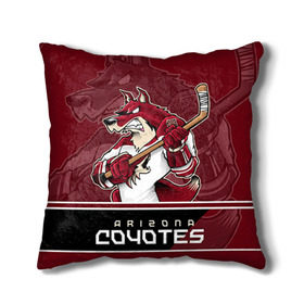 Подушка 3D с принтом Arizona Coyotes в Рязани, наволочка – 100% полиэстер, наполнитель – холлофайбер (легкий наполнитель, не вызывает аллергию). | состоит из подушки и наволочки. Наволочка на молнии, легко снимается для стирки | arizona coyotes | nhl | stanley cup | аризона койотис | аризона койоты | кубок стенли | кубок стэнли | нхл | хоккей | хоккейный клуб